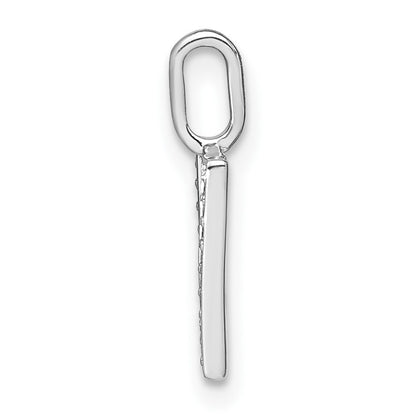 14K White Gold Real Diamond Lower Case Letter U Initial Pendant