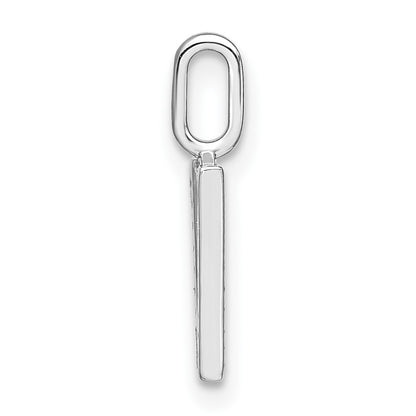 14K White Gold Real Diamond Lower Case Letter V Initial Pendant
