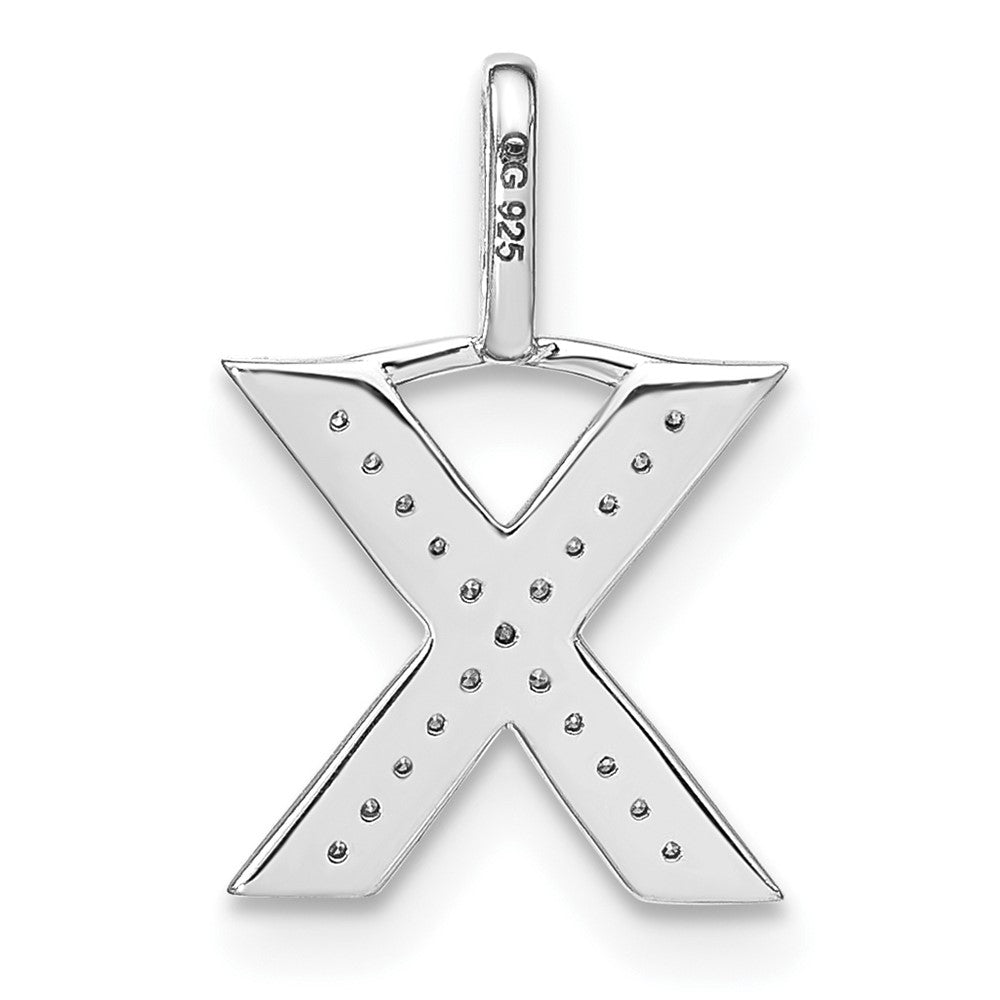 14K White Gold Real Diamond Lower Case Letter X Initial Pendant