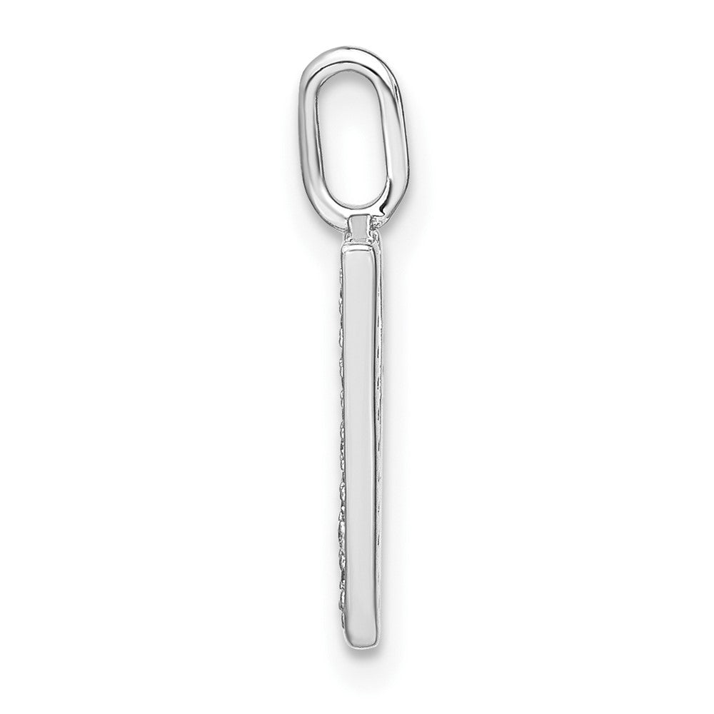 14K White Gold Real Diamond Lower Case Letter Y Initial Pendant
