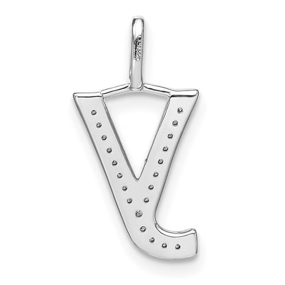 14K White Gold Real Diamond Lower Case Letter Y Initial Pendant