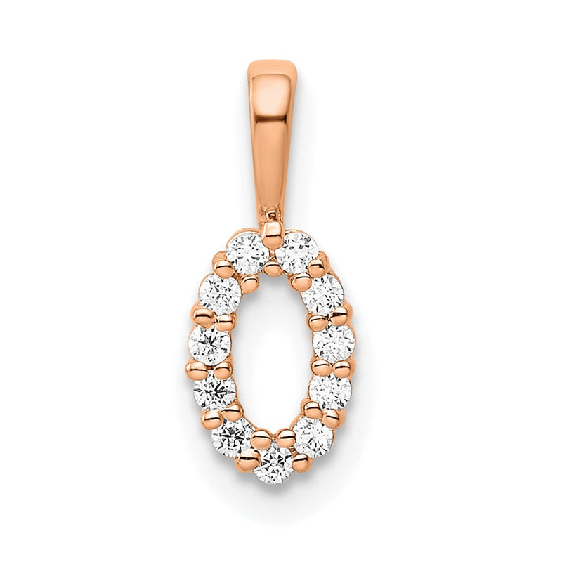14k Rose Gold Real Diamond Number 0 Pendant