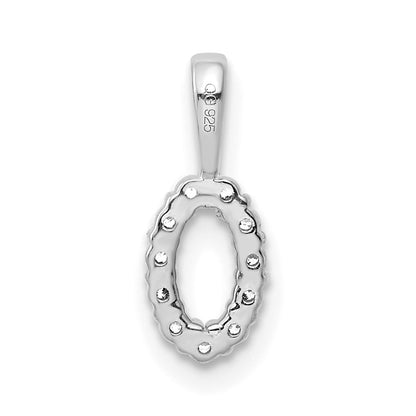 14k White Gold Real Diamond Number 0 Pendant