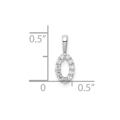14k White Gold Real Diamond Number 0 Pendant