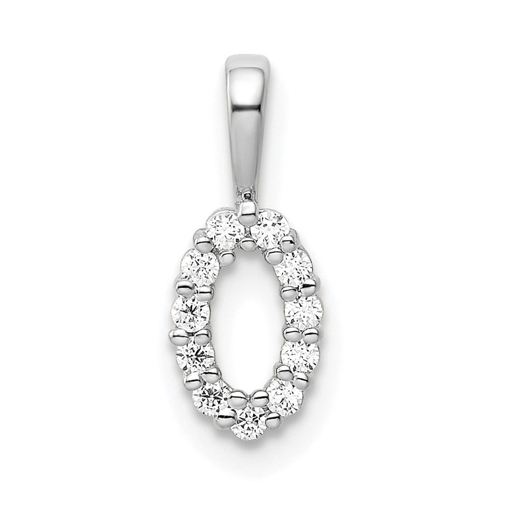 14k White Gold Real Diamond Number 0 Pendant