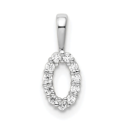 14k White Gold Real Diamond Number 0 Pendant