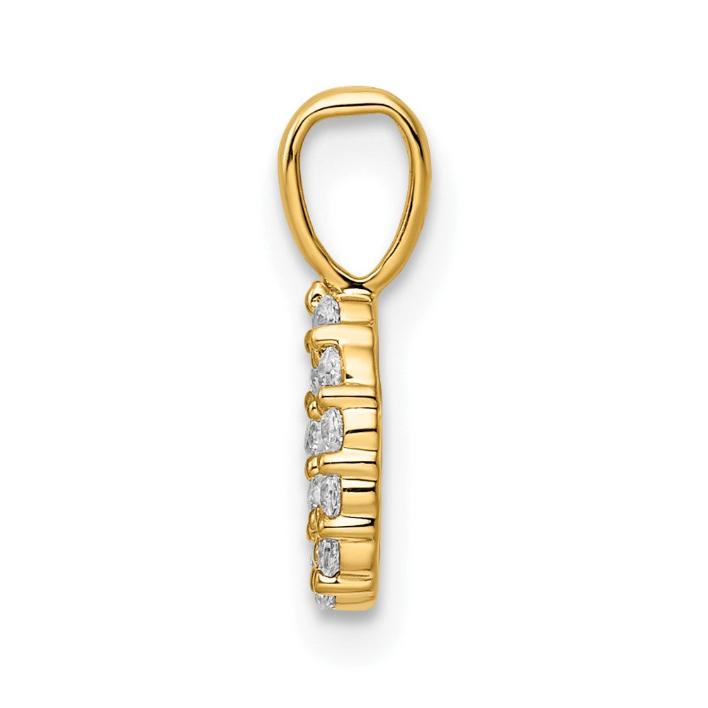14K Yellow Gold Real Diamond Number 0 Pendant