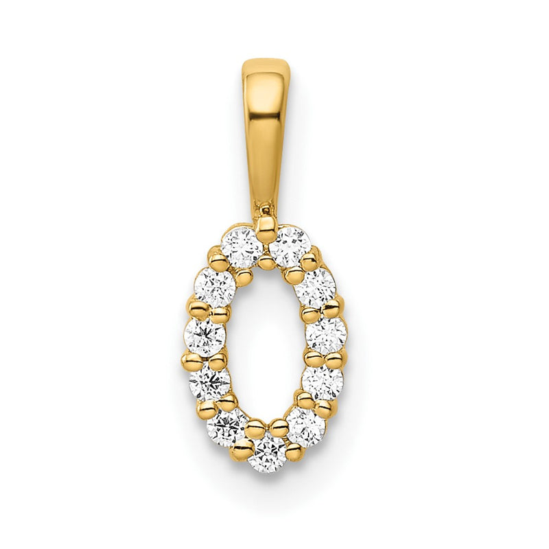 14K Yellow Gold Real Diamond Number 0 Pendant