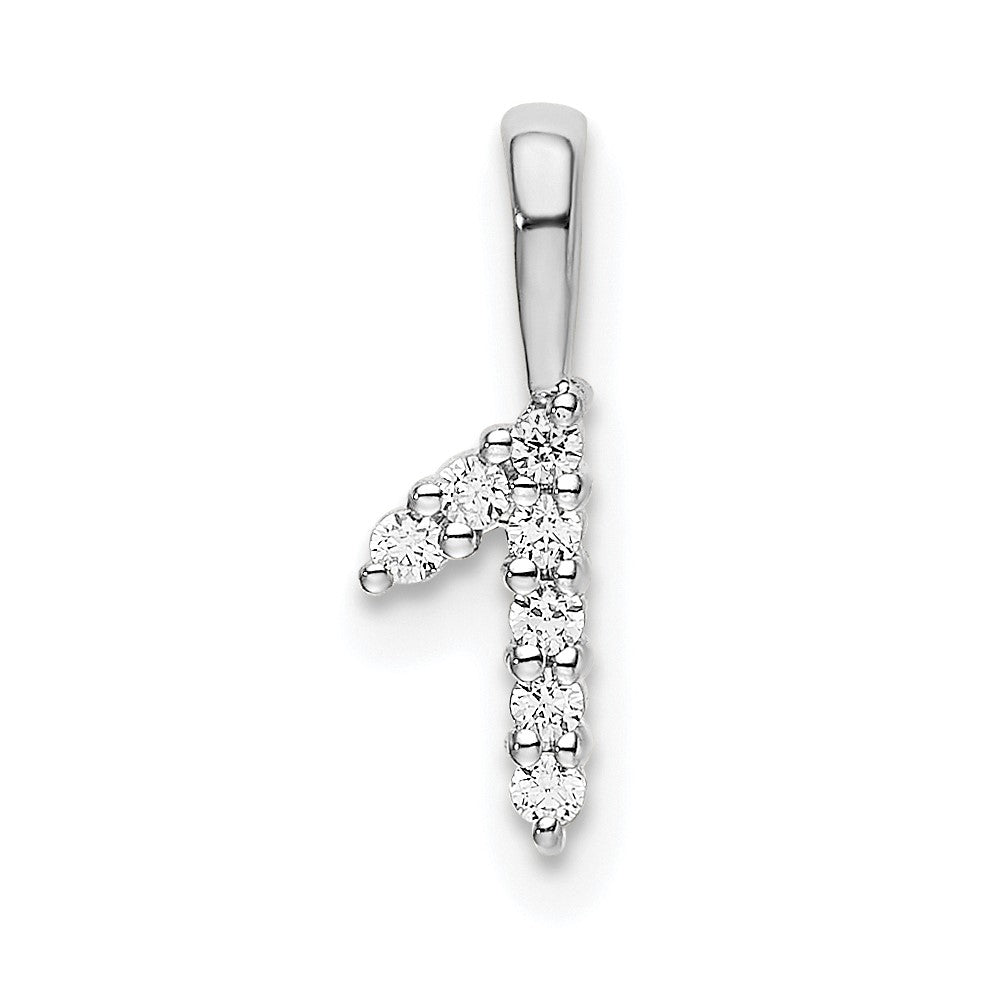 14k White Gold Real Diamond Number 1 Pendant
