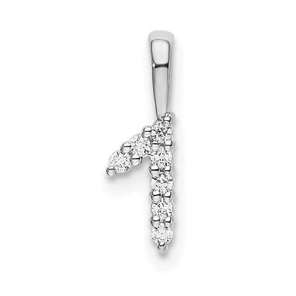 14k White Gold Real Diamond Number 1 Pendant