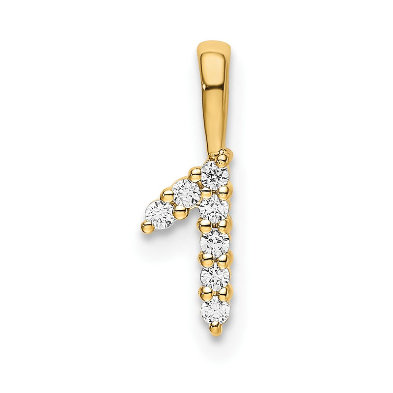 14K Yellow Gold Real Diamond Number 1 Pendant