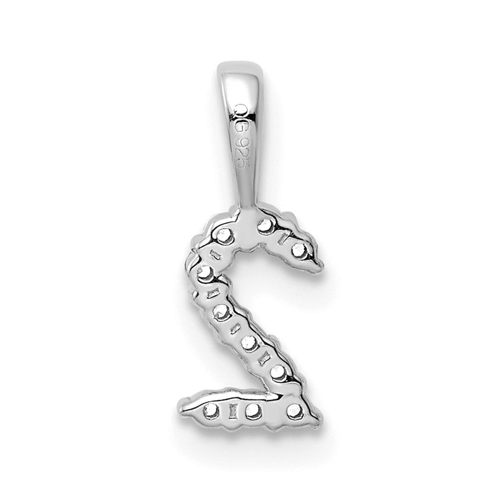 14k White Gold Real Diamond Number 2 Pendant