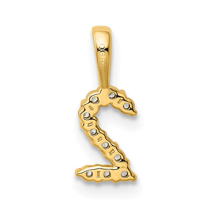 14K Yellow Gold Real Diamond Number 2 Pendant