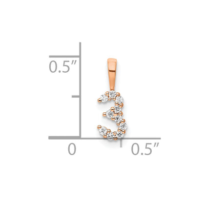 14k Rose Gold Real Diamond Number 3 Pendant