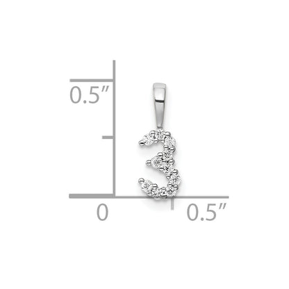 14k White Gold Real Diamond Number 3 Pendant