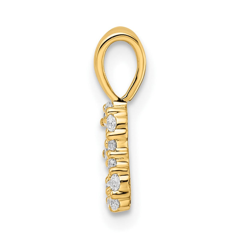14K Yellow Gold Real Diamond Number 3 Pendant