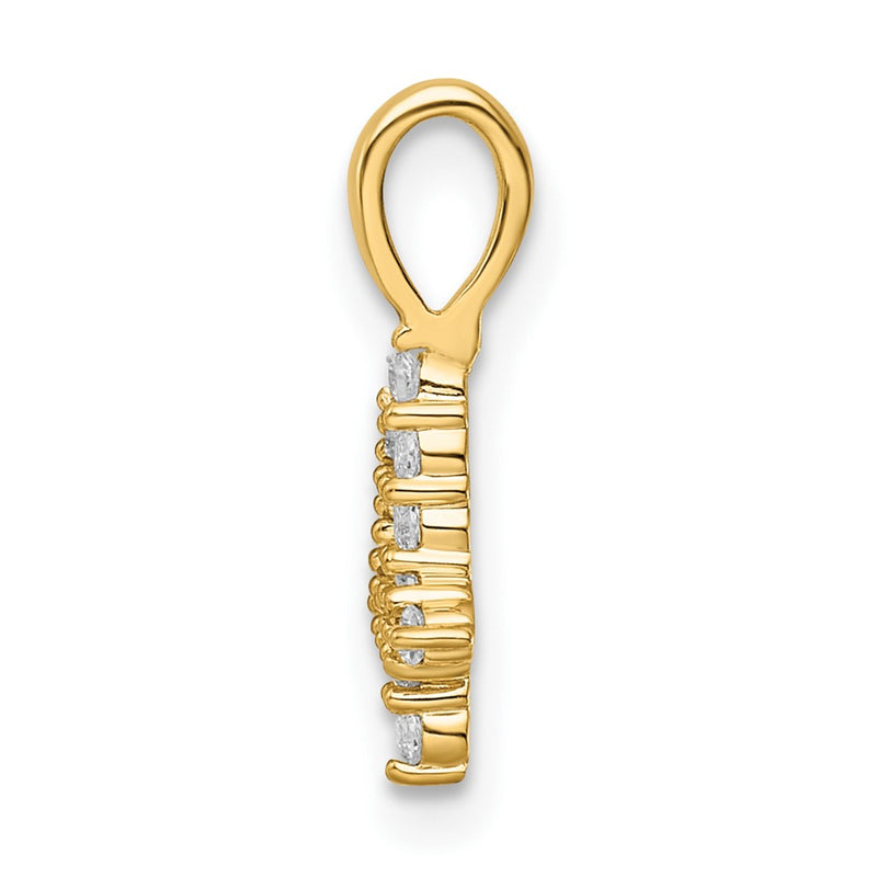 14K Yellow Gold Real Diamond Number 4 Pendant