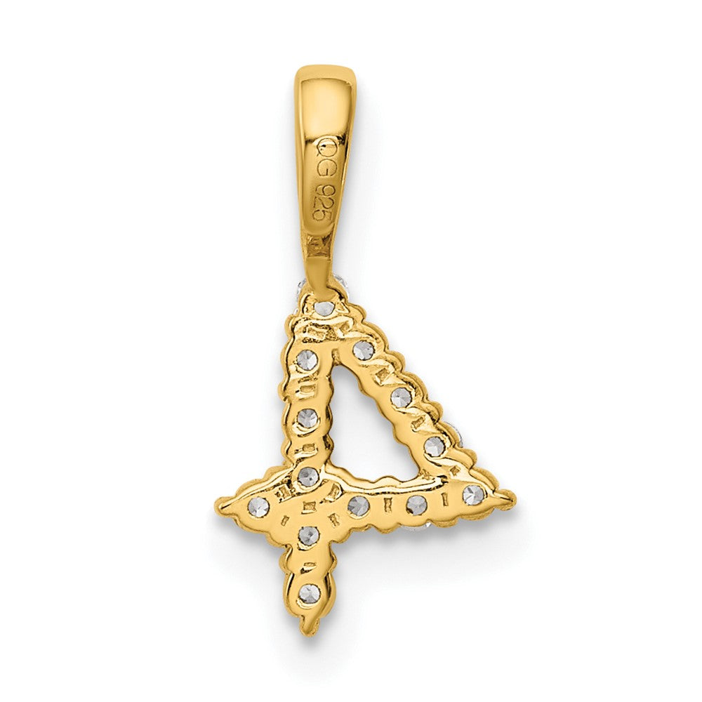 14K Yellow Gold Real Diamond Number 4 Pendant