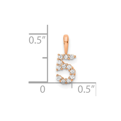 14k Rose Gold Real Diamond Number 5 Pendant