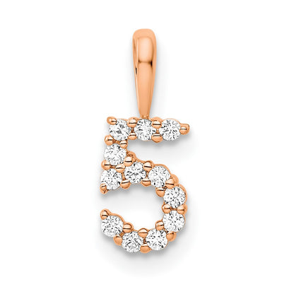 14k Rose Gold Real Diamond Number 5 Pendant