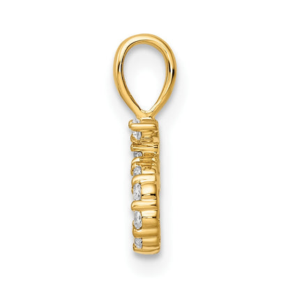 14K Yellow Gold Real Diamond Number 5 Pendant