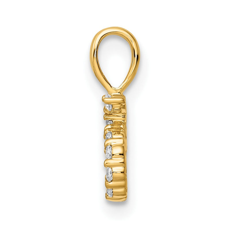 14K Yellow Gold Real Diamond Number 5 Pendant