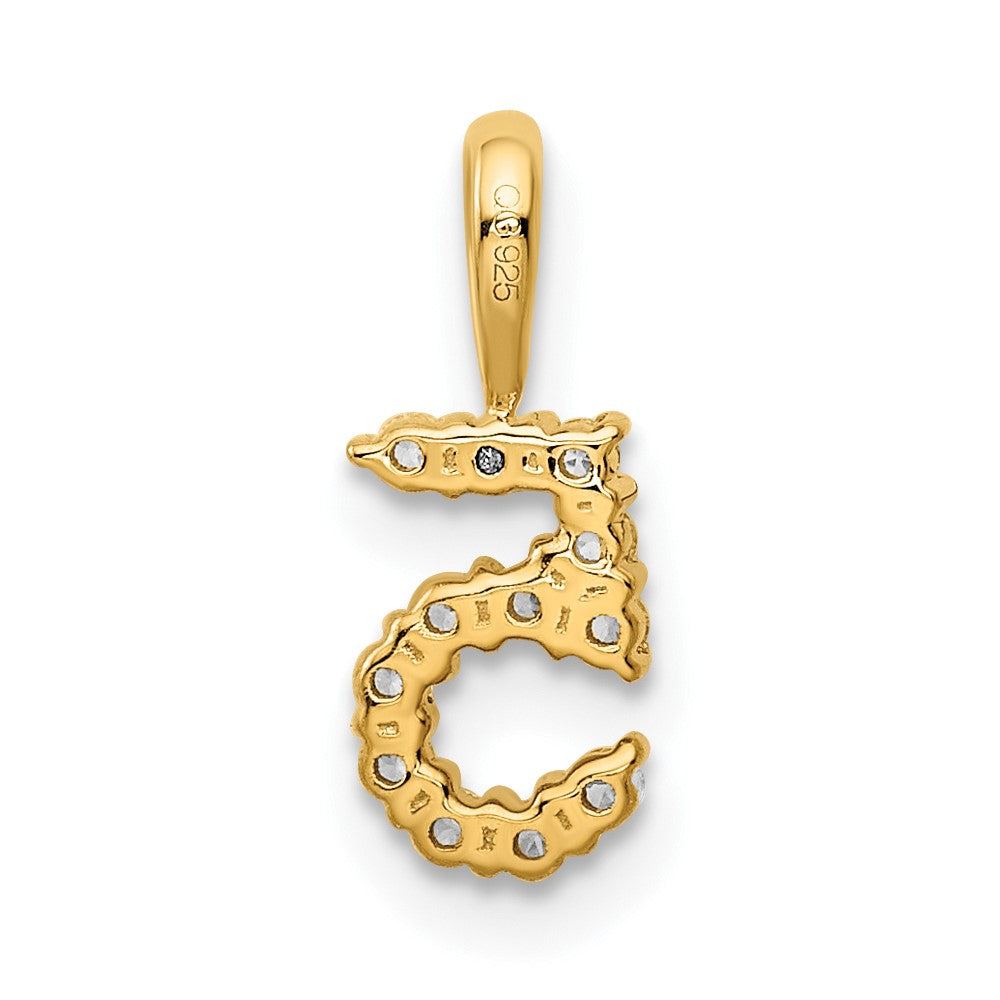 14K Yellow Gold Real Diamond Number 5 Pendant