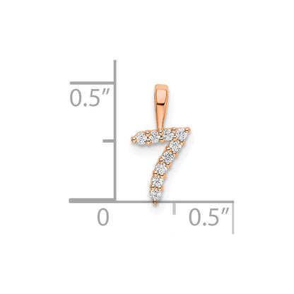 14k Rose Gold Real Diamond Number 7 Pendant