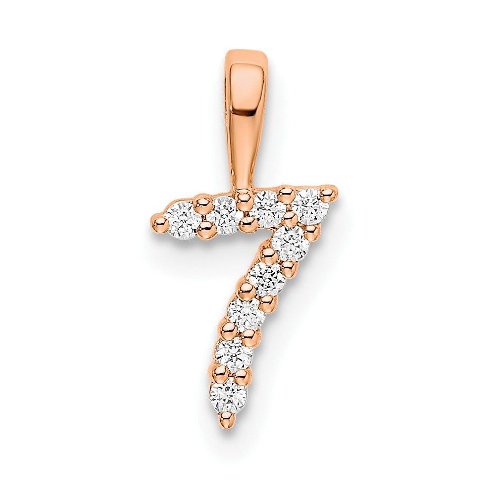 14k Rose Gold Real Diamond Number 7 Pendant