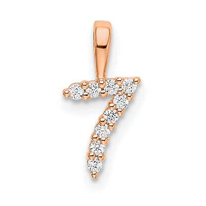 14k Rose Gold Real Diamond Number 7 Pendant