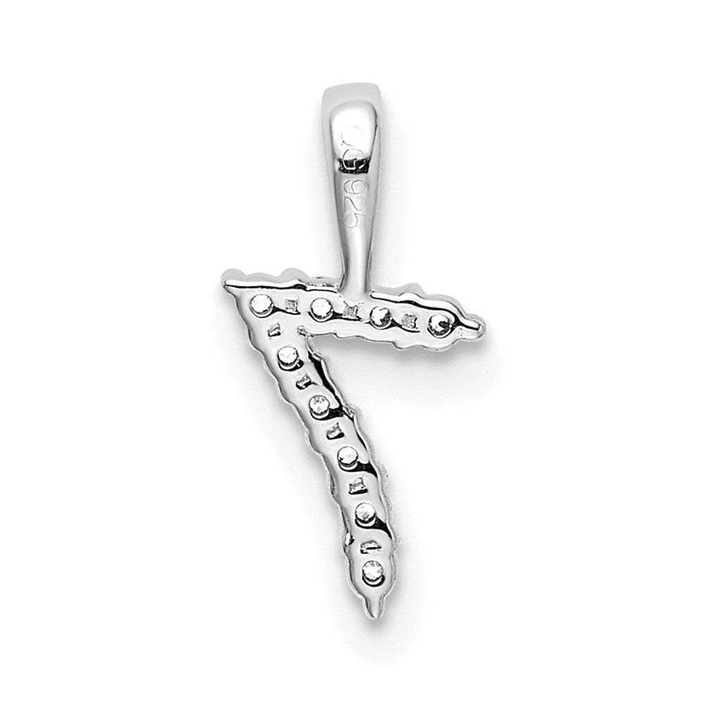 14k White Gold Real Diamond Number 7 Pendant