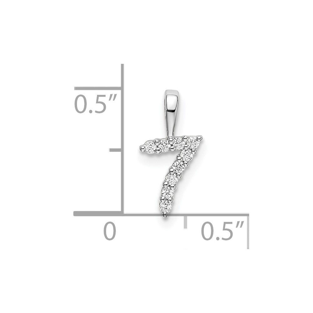 14k White Gold Real Diamond Number 7 Pendant