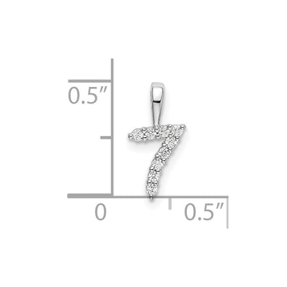 14k White Gold Real Diamond Number 7 Pendant