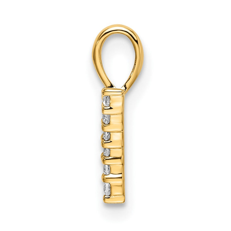 14K Yellow Gold Real Diamond Number 7 Pendant