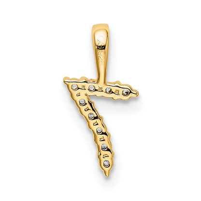 14K Yellow Gold Real Diamond Number 7 Pendant