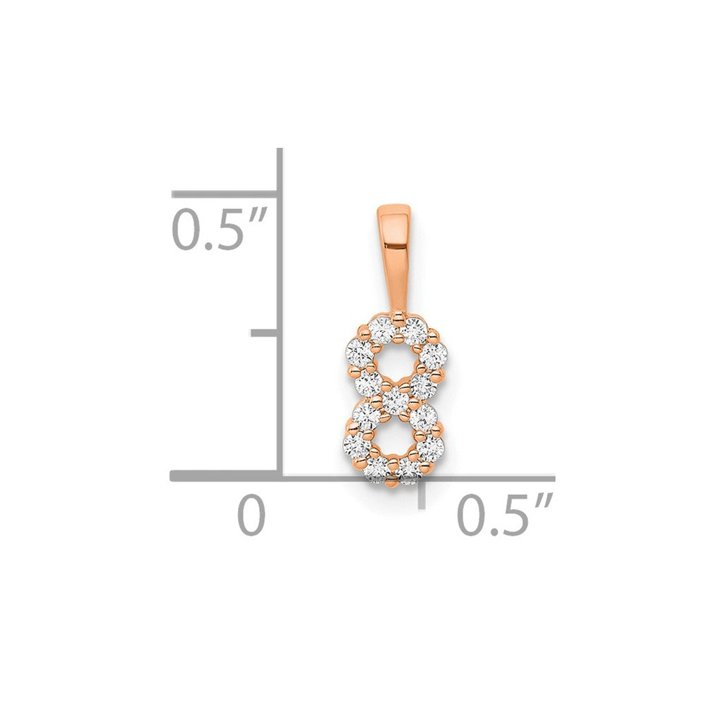 14k Rose Gold Real Diamond Number 8 Pendant