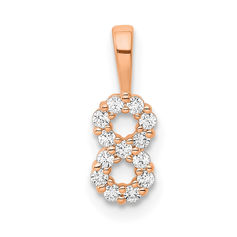 14k Rose Gold Real Diamond Number 8 Pendant