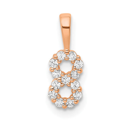 14k Rose Gold Real Diamond Number 8 Pendant