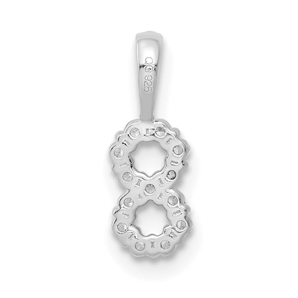 14k White Gold Real Diamond Number 8 Pendant