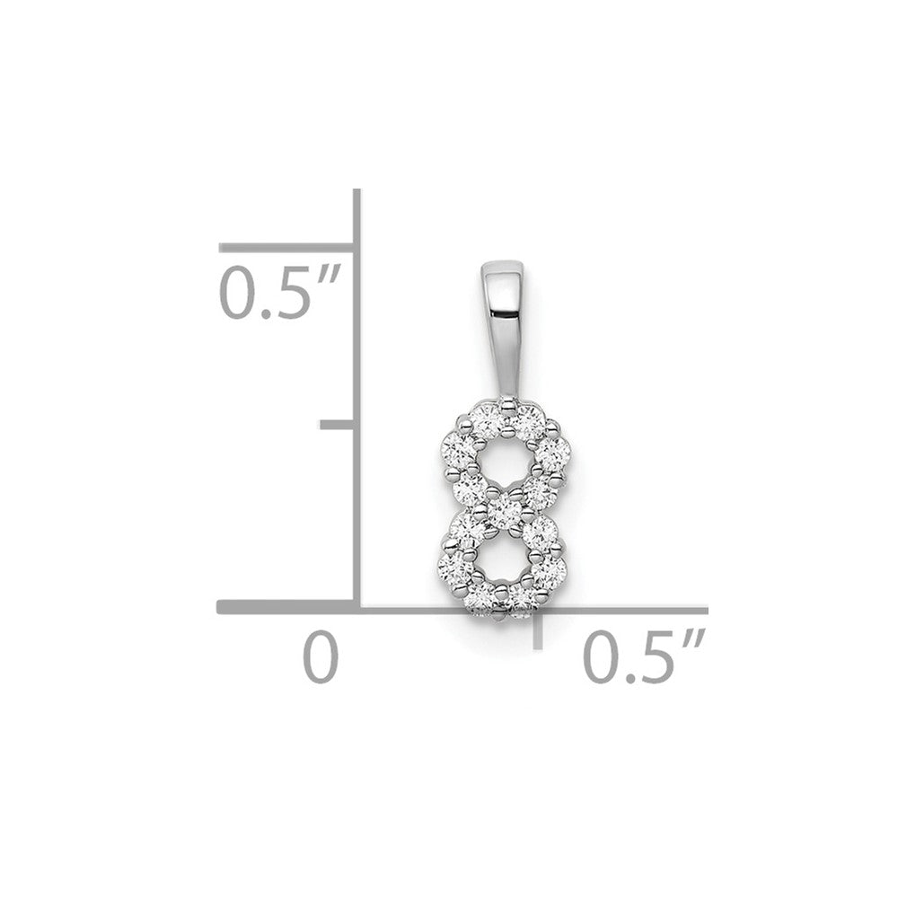 14k White Gold Real Diamond Number 8 Pendant