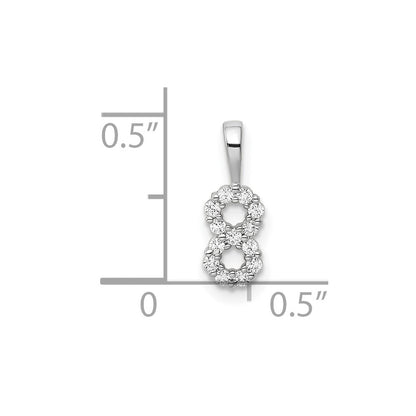 14k White Gold Real Diamond Number 8 Pendant
