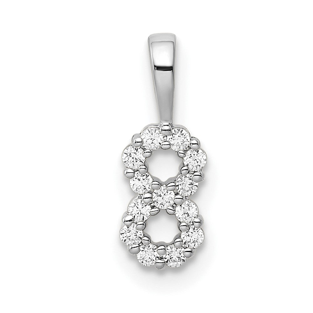 14k White Gold Real Diamond Number 8 Pendant