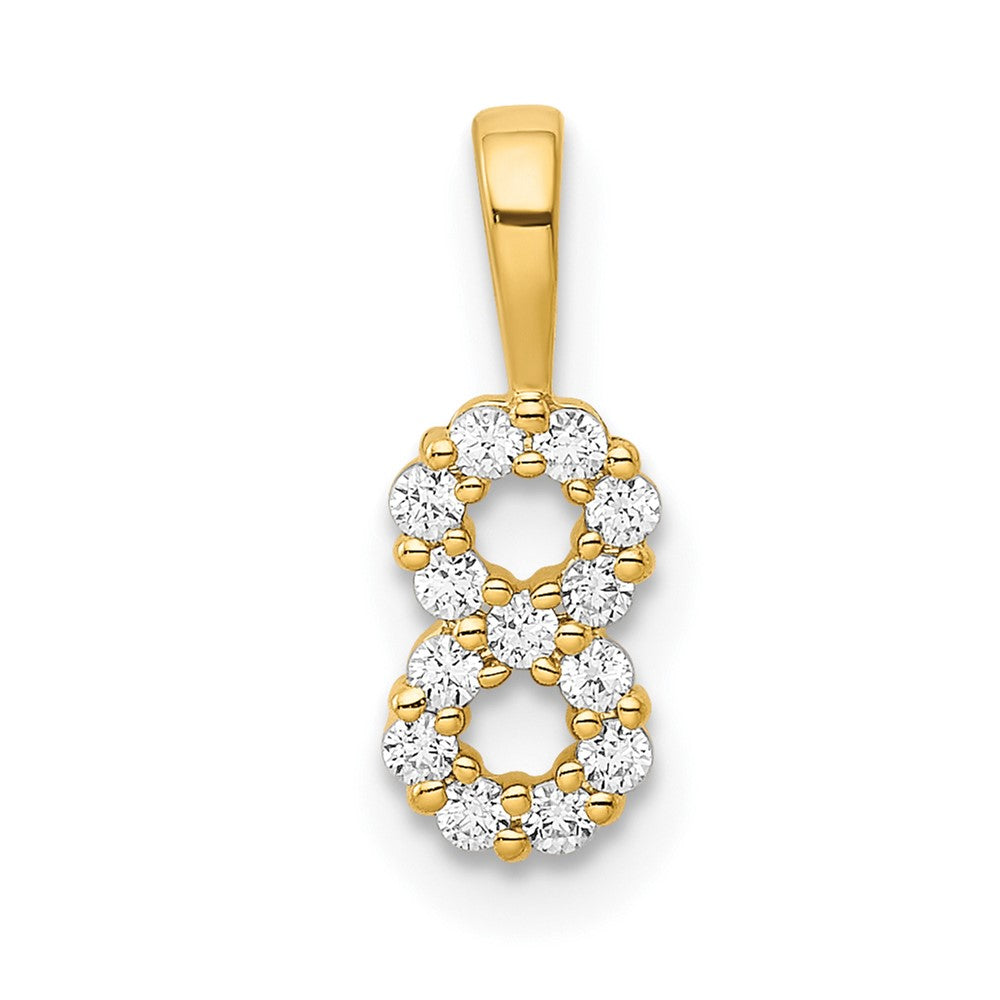 14K Yellow Gold Real Diamond Number 8 Pendant