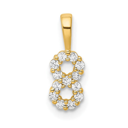 14K Yellow Gold Real Diamond Number 8 Pendant