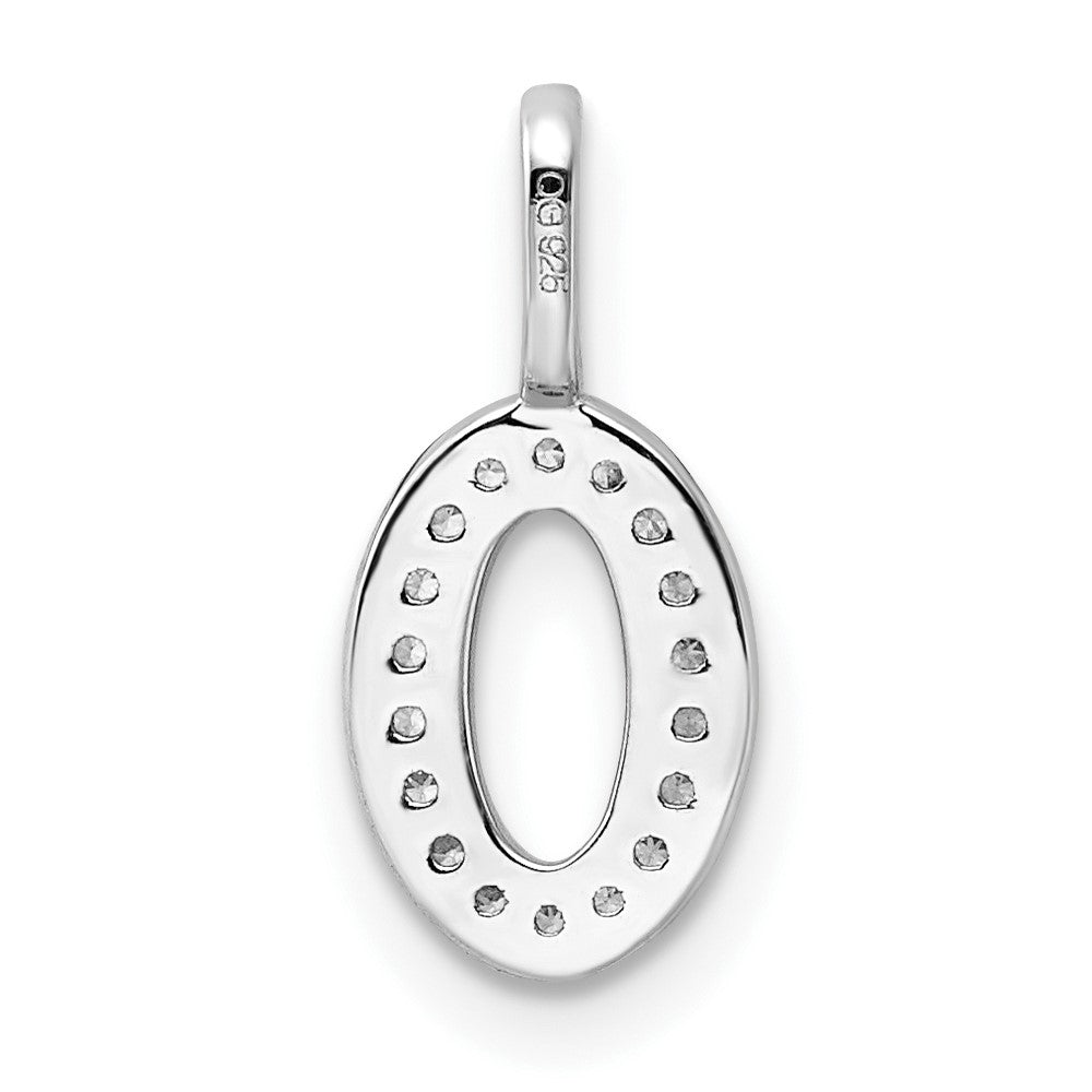 14k White Gold Real Diamond Number 0 Pendant