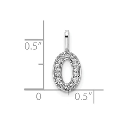 14k White Gold Real Diamond Number 0 Pendant