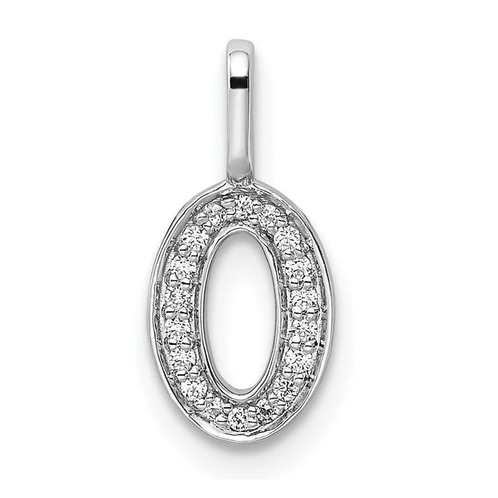 14k White Gold Real Diamond Number 0 Pendant