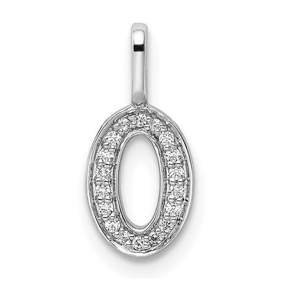 14k White Gold Real Diamond Number 0 Pendant