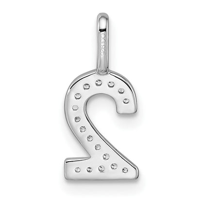 14k White Gold Real Diamond Number 2 Pendant