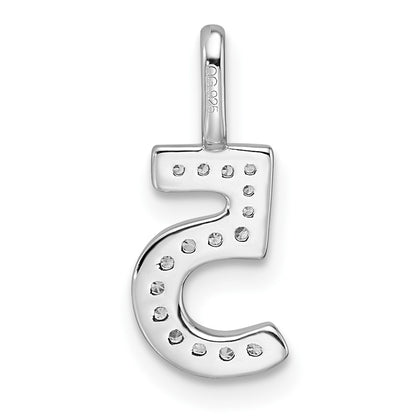 14k White Gold Real Diamond Number 5 Pendant